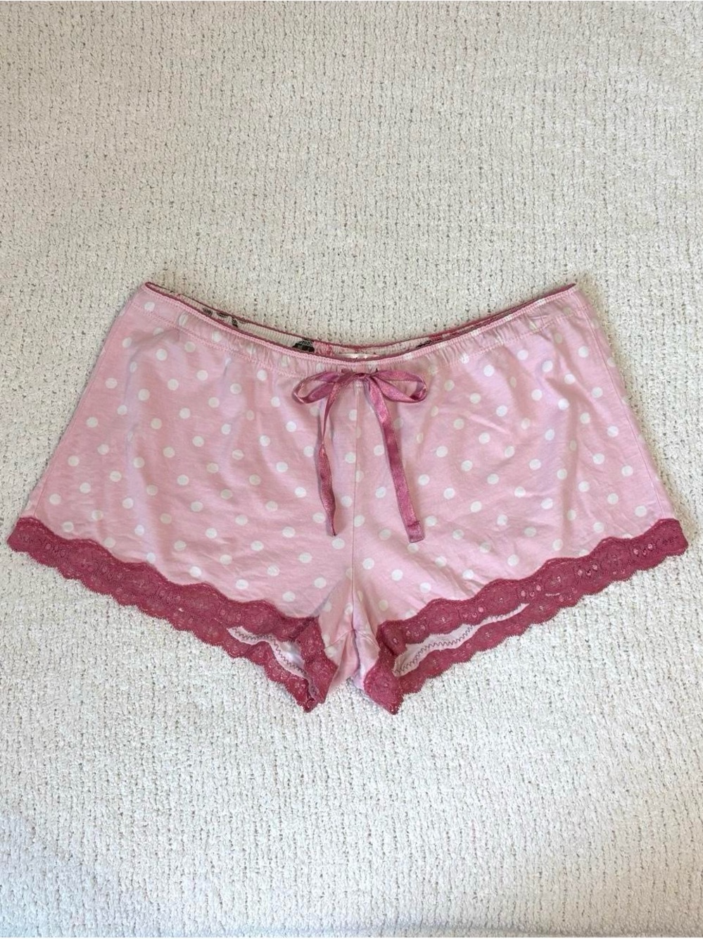 Y2K PJ Salvage pink polka dot lace shorts